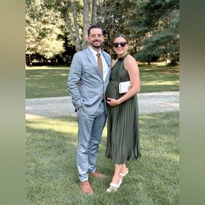 Elegant Olive Green Pleated Dress